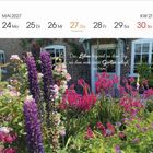 Kalender vom Mai 2027; Zitat „Das Leben beginnt an dem Tag, an dem man einen Garten anlegt.“ Blühender Garten.