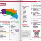 "INHALT" Überschrift, links bunte Mallorca-Karte mit Bereichen. Text enthält Reiseplaner, Erlebnistouren, und Tipps. QR-Code.