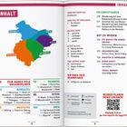 INHALT. Links: Karte der Eifel mit Nord-, West-, Vulkan- und Osteifel sowie Ahrtal. Text zu Sehenswürdigkeiten und Touren.