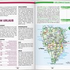 "MARCO POLO TOP-HIGHLIGHTS: Santa Cruz, Vulkane San Antonio & Teneguía, Roque de los Muchachos, Las Nieves, El Faro, La Cumbrecita, Los Tilos, Tazacorte & Puerto de Tazacorte, Mirador El Time, Cueva del Tendal."

Im Hintergrund ist eine kunstvoll dekorierte Kirche mit roten und goldenen Elementen.
