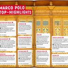 "MARCO POLO TOP-HIGHLIGHTS." Sechs Textblöcke beschreiben Sehenswürdigkeiten in Georgien mit Tipps und Highlight-Symbolen.