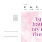 Januar Woche 4 Kalendertage 25-31. Zitat: "You've haunted my every thought."rosa Hintergrund.