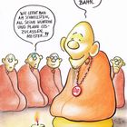 Illustration: Ein Meister beantwortet eine Frage. „Wie lernt man am schnellsten loszulassen?“ „Fahrt mit der Bahn.“