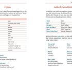 Fragen: Aufzählung von Fragewörtern wie "kush - wer". Befehle: Beispiele wie "Shko! - Geh!" mit Erklärungen zu Verben.