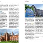 Texte im Bild: 
"Die Mobilfunkabdeckung...", "Schottlands Fernwanderwege", "Der Fife Coastal Path...", "Kurz & Knapp Eingesackt: Munro Bagging", "Weitere Aktivitäten Angeln".

Links oben eine Landschaft mit grünen Hügeln, rechts ein Schild mit "West Highland Way" und Diagrammen.
