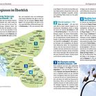 [1] „Durch das Tal der Loire an den Atlantik |28“  
[2] „Côte de Lumière |112“  
[3] „Die Charentes und das westliche Limousin |204“  
[4] „Westliche Corrèze und Dordogne |292“  
Karte mit eingezeichneten Regionen und Städten. Links stilisierte Vögel auf einem Kunstwerk.