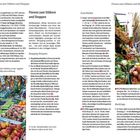 "Florenz zum Stöbern und Shoppen", "Feste Märkte", "Markttage". 

Farbenfrohe Märkte mit Gemüse und Früchten, ein Mann läuft vorbei.