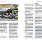 Seite 76: "Kopenhagen für Genießer"; Café Oven Vande mit Leuten, die draußen sitzen.  
Seite 77: Verschiedene Beschreibungen von Restaurants und Bars.