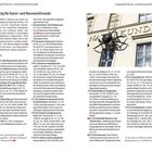 Leipzig für Kunst- und Museumsfreunde. Dominiert von Text über Museen in Leipzig, links gelistet, rechts ein Foto einer Gebäudefassade mit Spinnenskulptur und dem Schriftzug "NATURKUNDE".