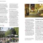 Links: "Wiesbaden für Genießer" und Details zu Restaurants und Cafés. Rechts: "Wiesbaden am Abend" mit Kulturangeboten.
