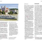 Die Seiten sind mit "Stadttouren" und "Unterkunft" überschrieben. Ein Bild zeigt eine Flusslandschaft mit Gebäuden.