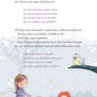 Texte: Gedichte von Schneemännern und Schneefeen. Szene: Zwei Kinder in Winterkleidung, Schnee, Vogel auf Ast. 