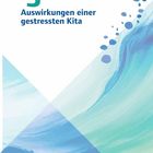 Text: "3 Auswirkungen einer gestressten Kita". Illustration: Blaue Wellen und Punkte, die an Wasser erinnern.