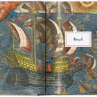 Text: "Volume III, Brazil." 

Illustration: Historisches Schiff auf stürmischer See mit fliegenden Fischen und Windgesicht in den Wolken.