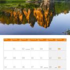 Kalender für Juni 2027 mit Wochenbeginn Montag. Bild: Externsteine im Teutoburger Wald, Reflexion im Wasser.