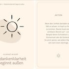 Impuls 1: Gedankenklarheit beginnt außen. Aktion: Räume sichtbare Bereiche auf. Zeichnung einer Sonne.