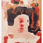 Juni. Kunstkalender mit abstrakten Formen in Rot, Schwarz und Beige.