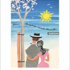 "Schöne Pfingsttage wünscht Ihnen Ihr KONSUM." Ein Paar umarmt sich vor einem blühenden Baum, Sonne im Hintergrund.