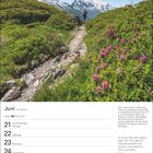 Juni. 21: Sommeranfang, Montag. Zitat: "Es ist der Reiz des Lebens, dass man nicht alles für selbstverständlich hält..." Bergwanderer.