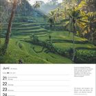 Juni, kunstvolle Reisfelder, Kalenderwoche 25, Sommeranfang am 21. Juni, Spruch: "Gib denen, die hungern, von deinem Reis".