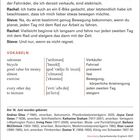 "Ein neues Fahrrad" mit Dialogen über den Kauf eines Fahrrads. Vokabeln: Verkäufer, Fahrrad, preiswert.