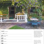 Juni, 25. Woche. 21 Sommeranfang. Zitat von Ella Maillart: "Man reist, um alles zu verlassen..." Terrasse mit blühenden Pflanzen.