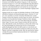 "Tempel zu Ehren aller Götter" steht in großer, roter Schrift. Der Text beschreibt Marcus Vipsanius Agrippa, seine Errungenschaften und das Pantheon in Rom, das er bauen ließ.