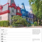Juni, 25. Woche, Krebs, 21.6–22.7. Bunte viktorianische Häuser an der Place Saint Louis in Montréal.