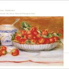 Gemälde von Pierre-Auguste Renoir, "Erdbeeren", zeigt einen Tisch mit Erdbeeren, Zitrone und einem blauen Keramiktopf.
