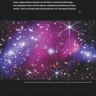 Text: Unsere eigene Galaxis verwehrt uns den Blick. Kalender für Februar mit kosmischem Hintergrund aus funkelnden Sternen.