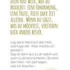 Dein Herz weiß, was du brauchst: eine Umarmung, eine Pause, Hilfe oder Zeit alleine. Bunte Herz- und Punktmotive.