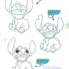 Schritt 2, Schritt 3, Schritt 4. Eine schrittweise Zeichnung eines fröhlichen Wesens mit großen Ohren.