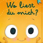 "Wo liest du mich?" in großer blauer Schrift. Darunter ein lächelndes, orangefarbenes Gesicht mit großen Augen.