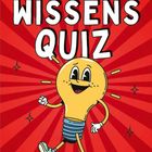 „Das ultimative Wissensquiz“ steht in großen Buchstaben auf rotem Hintergrund mit einer fröhlichen, laufenden Glühbirne.
