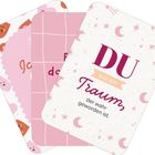 "DU bist ein Traum, der wahr geworden ist." Drei Karten, rosa Töne, mit dekorativen Mustern und Schriftzügen.