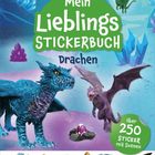 "Mein Lieblings Stickerbuch: Drachen. Über 250 Sticker mit Szenen." Blauer und lila Drache mit Eiern und Kristallen.