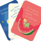 Es steht: "Es ist genug, wenn du heute einfach du selbst bist." Illustration: eine Figur auf einer Wassermelone.