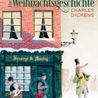 "Eine Weihnachtsgeschichte" von Charles Dickens, illustriert von Kai Würbs. Winterliche Straßenszene vor "Scrooge & Marley".