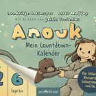 "Anouk: Mein Countdown-Kalender. Noch 26 Tage bis. Für Urlaube, Konzerte, Geburtstage und Co." Illustration eines Mädchens mit Affe.