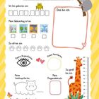 Ein kindgerechtes Formular zum Ausfüllen mit Textfeldern, Bildern von Tieren und Platz für persönliche Informationen.