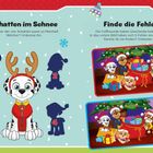 "Schatten im Schnee. Nur einer der vier Schatten passt zu Marshall. Welcher? Umkreise ihn." zeigt Dalmatiner mit Geweih.