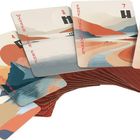 Spielkarten mit Titeln „Wasser über Erde“, „Erde über Wasser“, „Himmel über See“. Illustrationen von Landschaften.