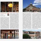 Texte: "Azkuna Zentroa | Alhóndiga", "030 B", "Plaza Arriquibar 4, 48010 Bilbao", "Ricardo Bastida (1909); Philippe Starck (2010)". 

Illustration: Beinhaltet Beschreibungen, Architektur und Nutzungszweck eines kulturellen Zentrums in Bilbao.
