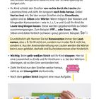 Tipps zum Lesen mit Lesestreifen für Eltern: Wählen, schieben, laut lesen, stoppen bei gelbem Strich, Lösungskontrolle.