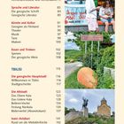 Inhalt: Themen zu Religion, Kultur, Essen und Tbilisi. Bilder: Wandgemälde, Schild "MARANI VELLINO", Statue vor Kirche.