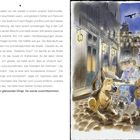 Texte: "...würde zurechtkommen."
Abendszene in Paris, zwei Personen sitzen im Café, zwei Hunde dabei, Lichterketten erhellen die Straße.