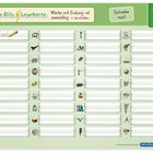 "Meine Blitz Lesekarte", "Wörter mit Endung -el", "Schreibe nun!", "Esel". Illustration mit Tieren, Objekten und freien Zeilen.