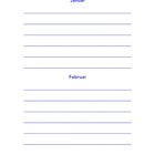 Kalenderseite mit dekorativem Muster oben. Monate "Januar" und "Februar". Seitenzahl: 260.