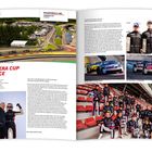 Links "CARRERA CUP FRANCE". Rechts Fotos von Rennfahrern und Autos auf der Strecke. Oben ein Luftbild der Rennstrecke.