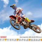 Kalenderseite Juni 2026. Motocrossfahrer in der Luft gegen blauen Himmel. Logo oben rechts.